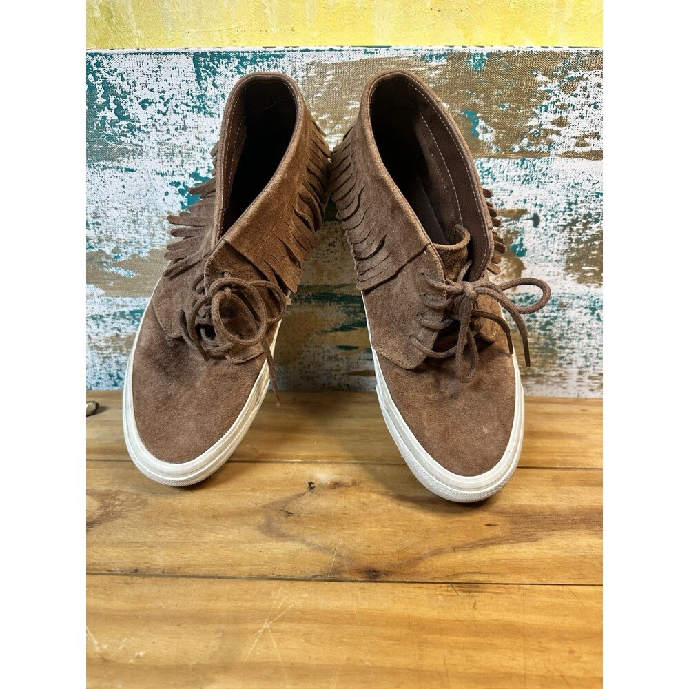 VANS Chukka Moc DX Size M 8.5 W10 Brown Suede Fringe 4-Eye Chukka Shoes
